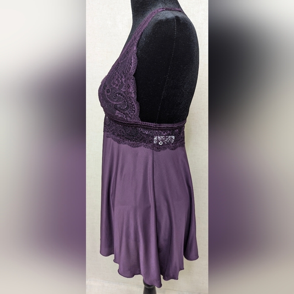 Pure Romance Plum Lace Babydoll & G-String Set - Large - Picture 2 of 13